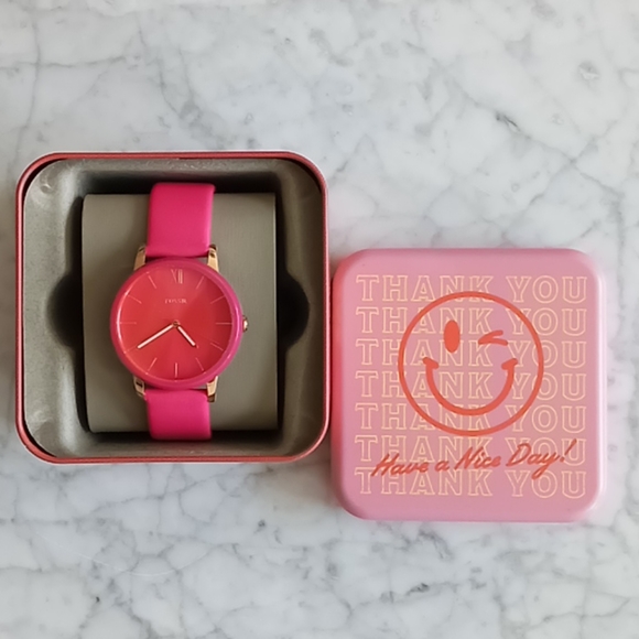 🌼 NWT Fossil hot pink leather watch - Picture 4 of 6